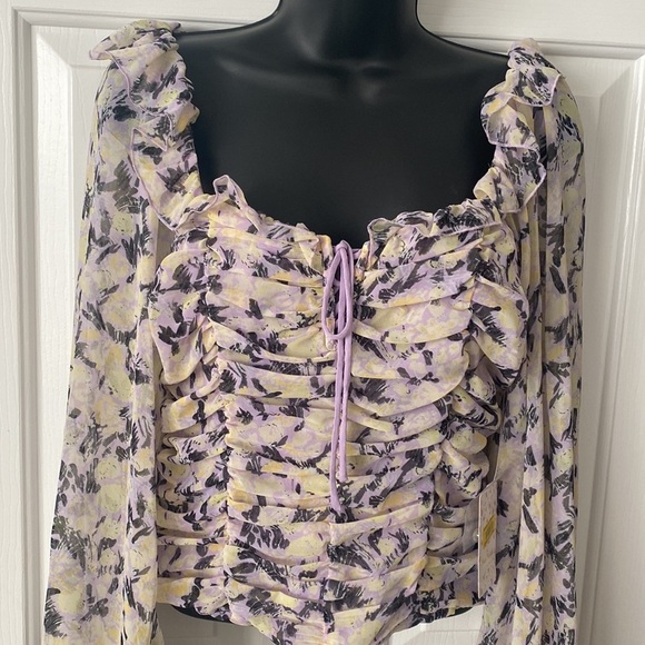 Free People Mabel Printed Lilac Combo Top Size Small - Picture 4 of 11